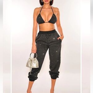 Brand new rhinestone jogger set